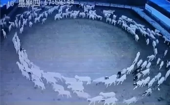 A large flock of sheep has been walking in a circle for 12 days without stopping in China, CCTV video goes viral